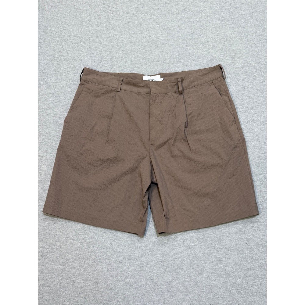 Wax London Brown‎ Pleated Seersucker Chino Shorts Mens Size 38 Cotton Stretch